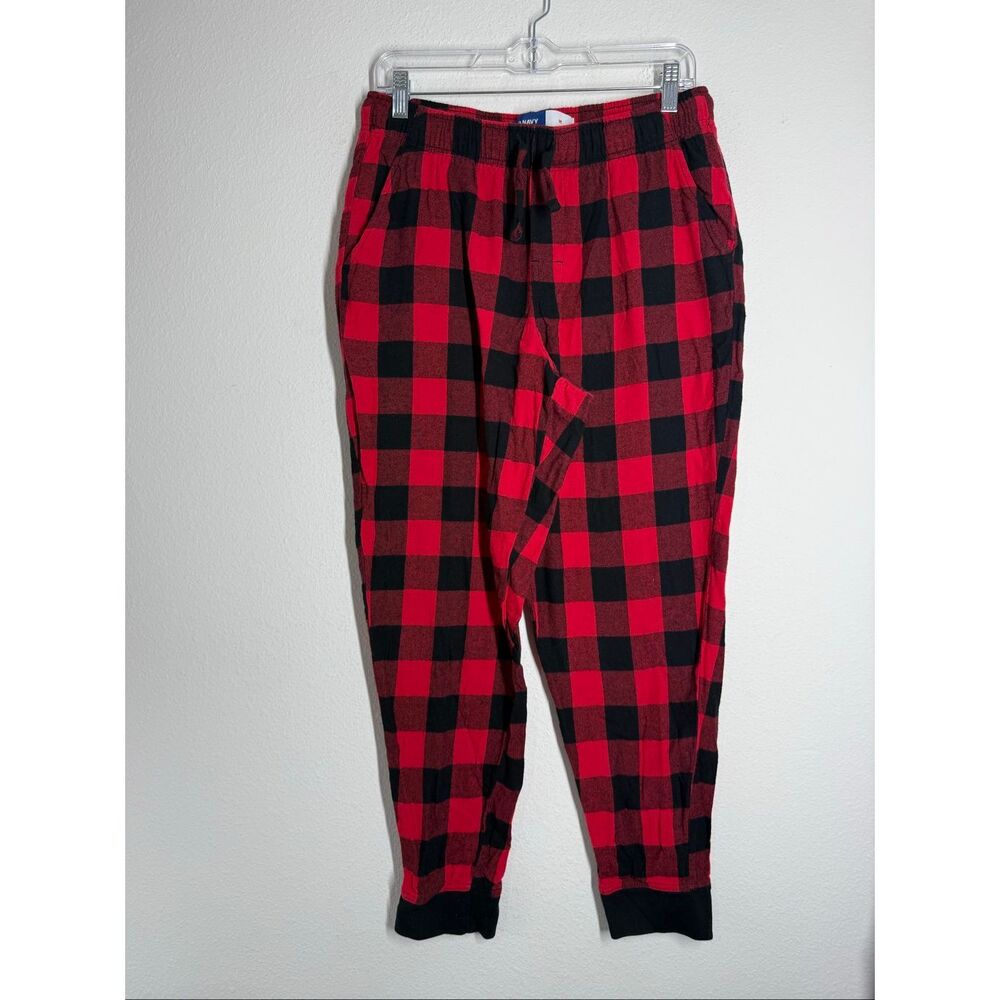 Old Navy Men’s Flannel Jogger Pajama Pants Sleep Lounge Red Black Plaid Sz M